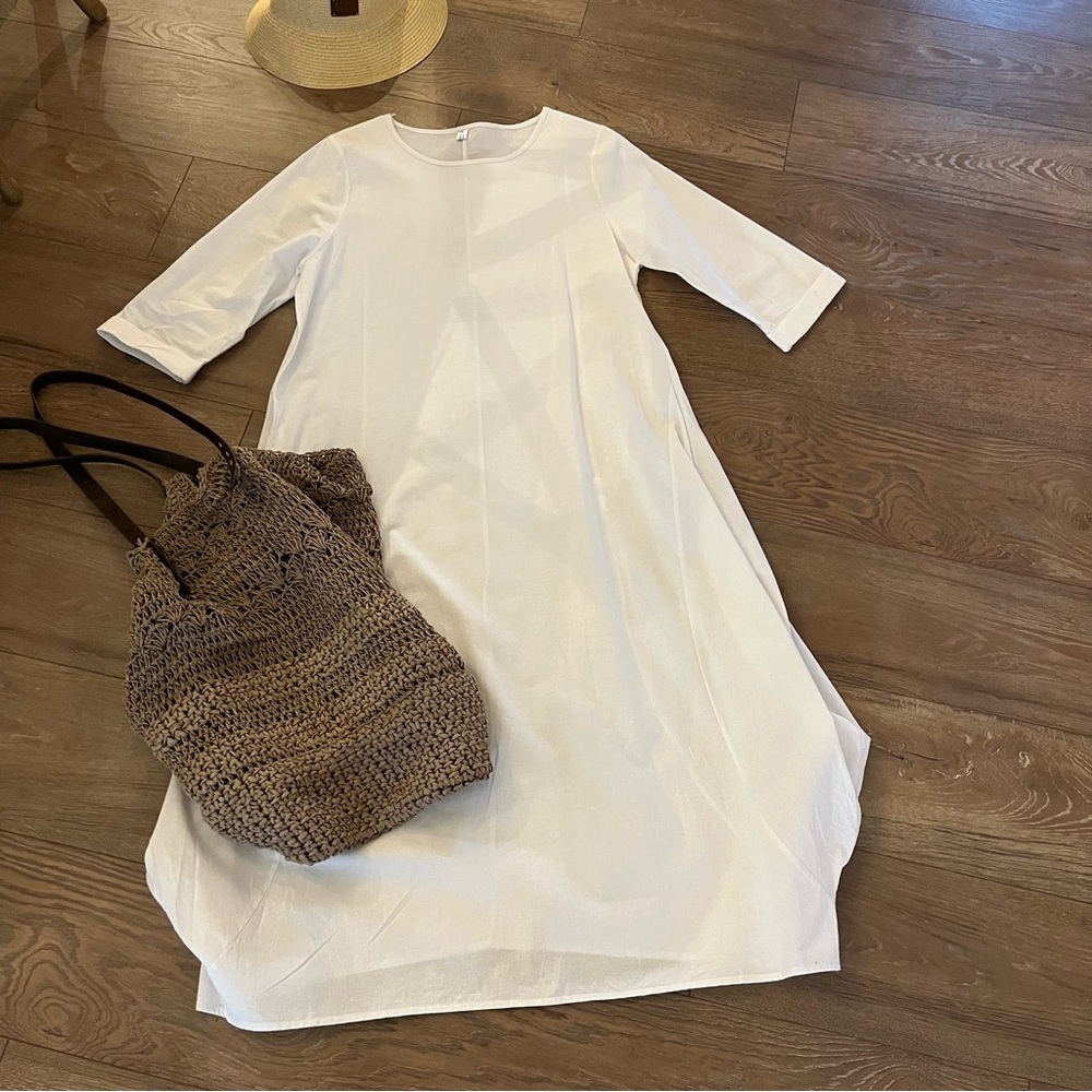 Elegant White Cotton Dress